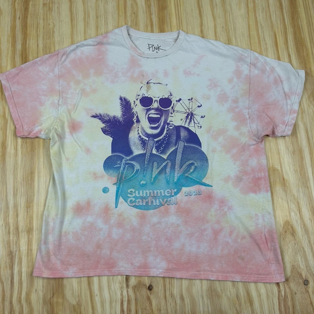 PINK 2023 Summer Carnival‎ Tour 2XL Tie Dye Short Sleeve Concert T-Shirt